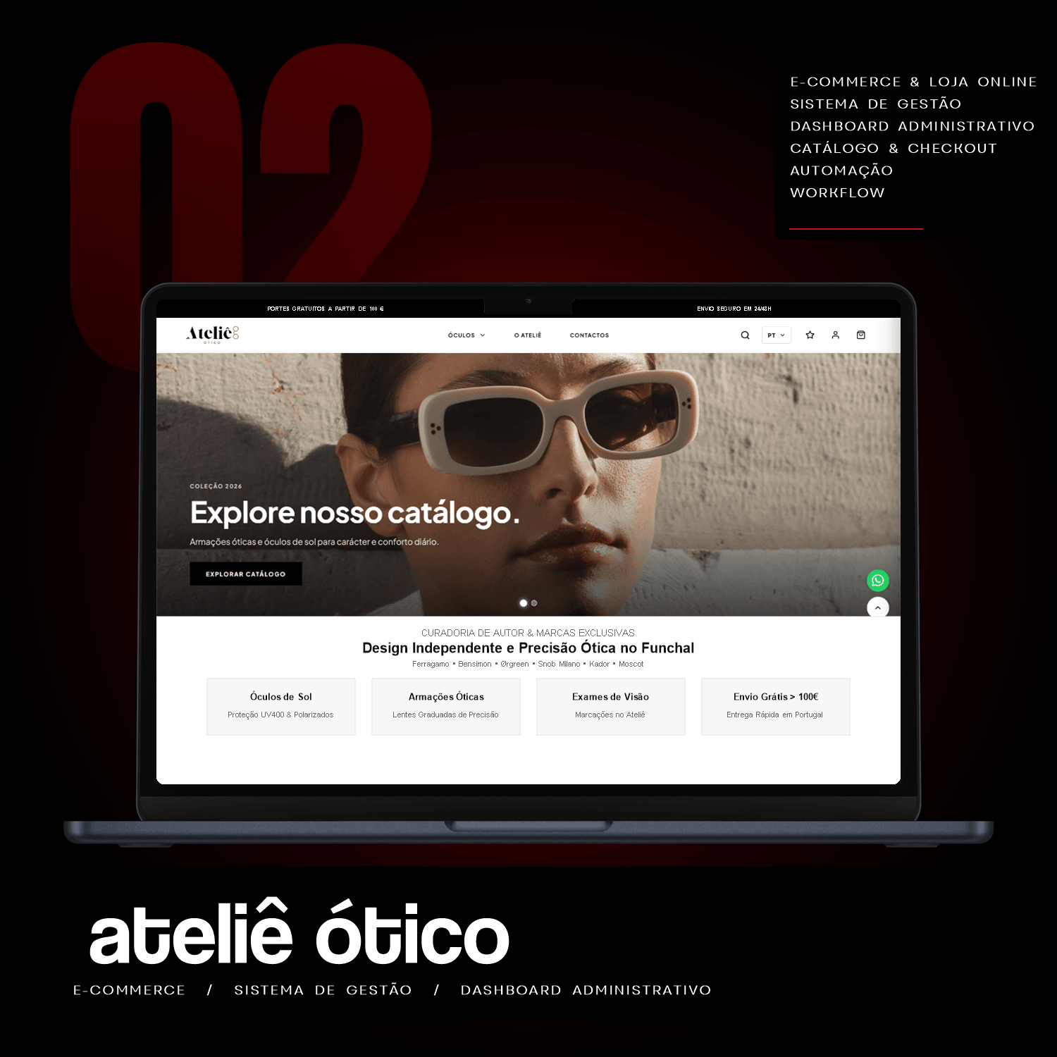 Ateliê Ótico — E-commerce de Óptica e Catálogo Digital por Enmanuel de Barros