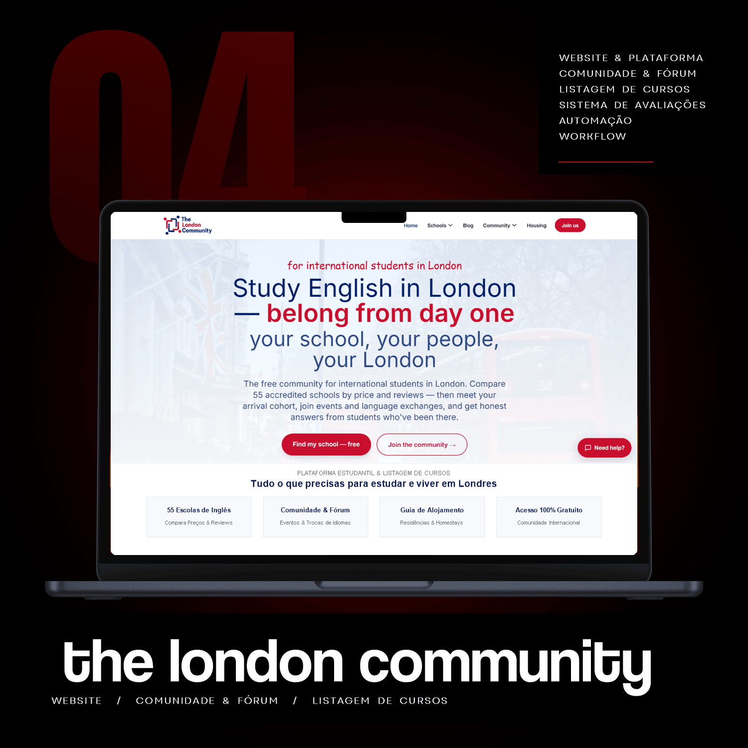 The London Community — Plataforma Comunitária e Cursos por Enmanuel de Barros